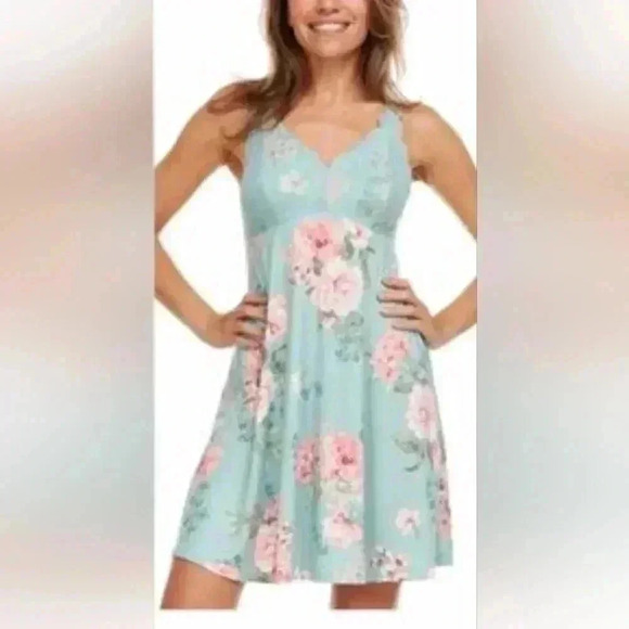 ❤️ NWOT Flora Nikrooz Green Floral  Chemise Small Lace Nightie Pajama Slip - Picture 10 of 10
